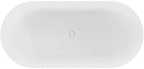 Mexen Paola, voľne stojaca vaňa, drážkovaná, 150 x 75 cm, biela matná, biely prepad, 52721507501-20