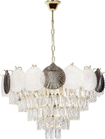 Toolight Toolight, krištáľová závesná lampa Ø60 cm, 9xE14, SWE084-CP, zlatá lesklá, OSW-30213