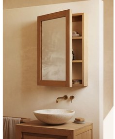 Závesná kúpeľňová skrinka so zrkadlom z teakového dreva v prírodnej farbe 50x70 cm Plubia – Kave Home