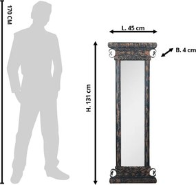 Modro-hnedé antik drevené nástenné zrkadlo Mirael - 45*4*131 cm