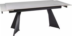 Jedálenský rozkladací stôl Laconi 160/220 cm keramika biely mramor/čierny