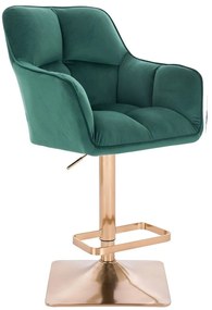 LuxuryForm DESIGN Barová stolička AMALFI VELUR na zlatej hranatej podstave - zelená