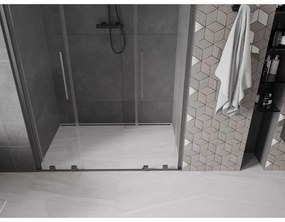 Mexen Velar L Duo, posuvné sprchové dvere do otvoru 160 cm, 8mm číre sklo, grafit brúsený, 871-160-003-02-66