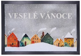 Rohožka vianočná Zasnežená dedinka, 40x60, viacfarebná, Mercury Flooring