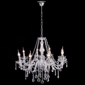 Toolight - Krištáľový závesný luster 8xE14 60W, strieborná, OSW-04600