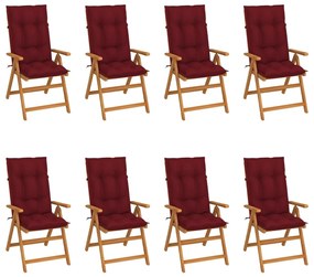 Sklápacie záhradné stoličky s podložkami 8 ks tíkový masív 3072565