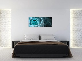 Obraz - Abstraktné ruže modrá s čiernym pozadím (120x50 cm)