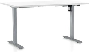 Výškovo nastaviteľný stôl OfficeTech A, 120 x 80 cm, sivá podnož, biela