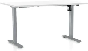 Výškovo nastaviteľný stôl OfficeTech A, 120 x 80 cm, sivá podnož, biela