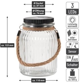 Sada solárnych svetiel, 3 LED, plastové, teplá biela, 5 ks