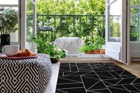 Koberec SIZAL FLOORLUX 20605 geometrický - čierny / strieborný