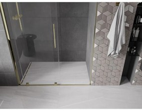 Mexen Velar, posuvné dvere do otvoru 130x200 cm, 8mm číre sklo, zlatá lesklá, 871-130-000-01-50