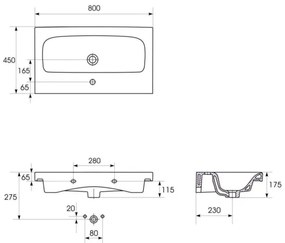 Cersanit S801-221-DSM - Závesná kúpeľňová skrinka s umývadlom MODUO 80 cm biela