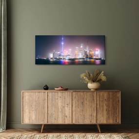 Obraz nočného Šanghaja (120x50 cm)