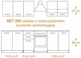 Kuchynská linka MARINET biela / dub artisan