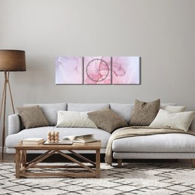 Obraz - Ružové škvrny (s hodinami) (90x30 cm)