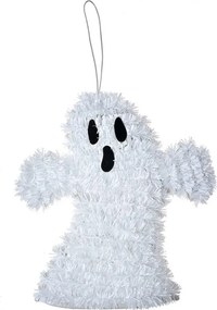 Biela plastová nástenná dekorácia duch na Halloween - 15*3*16 cm