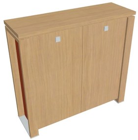 Stredná skriňa Verno+ S 140 x 46 x 130 cm, dub svetlý / oranžová