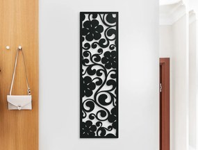 drevko Vyrezávaný obraz Kvetiny Rozmer obrazu: 44,5 x 13,5 cm, Farba dekorácie: Čierna