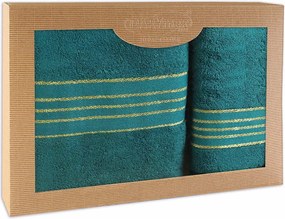 BAVLNENÉ UTERÁKY TIWANO SADA 1 KS 50X90 CM, 1 KS 70X140 CM TMAVOTYRKYSOVÁ