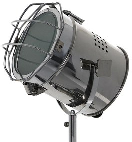 Dekorstudio Podlahová lampa TRIPOD na čiernej trojnožke s chrómovaným tienidlom