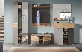 Predsieňová šatníkova skriňa Mason, dub/šedá