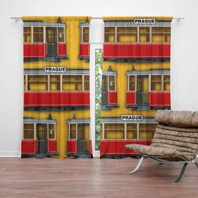 Sablio Záves Pražské historické električky Žltý Pattern: 2ks 140x250cm