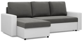 Rohová rozkladacia sedačka LUNA popolová / biela