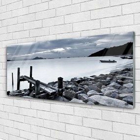 Obraz na akrylátovom skle Pláž kamene krajina 125x50 cm