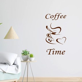 Veselá Stena Samolepka Coffee time Farba: hnedá, Veľkosť: 100 x 50 cm