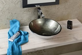 Sapho Sapho, TOSEMI sklenené gravírované umývadlo, priemer 42 cm, čirá, TY153