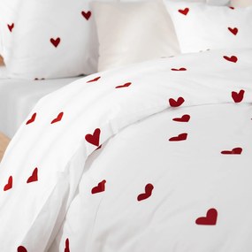 Goldea bavlnené posteľné obliečky - červené srdiečka na bielom 140 x 200 a 70 x 90 cm