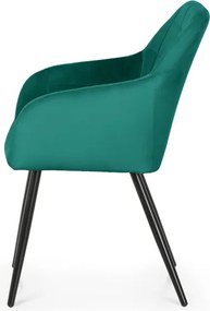 Sada šiestich jedálenských stoličiek LUXANO zamatové, fľaškovo zelené / čierne nohy (6 ks)