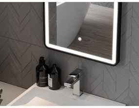 Mexen Coro, LED kúpeľňové zrkadlo s podsvietením a čiernym rámom 50x150 cm, 6000K, ochrana proti zahmlievaniu, 9817-050-150-611-70