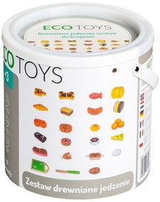 Drevené jedlo na krájanie 23 ks – set ECOTOYS