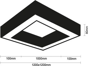LED stropné svietidlo LED/150W/230V 3000/4000/6500K 120x120 cm čierne