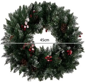 Vianočný veniec na dvere so šiškami a jarabinou 45 cm