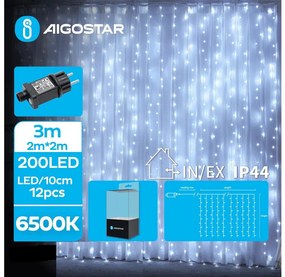 Aigostar - LED vonkajšia vianočná svetelná reťaz 200xLED/8 funkcií 5x2m IP44 studená biela