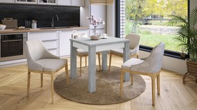 FONTE Svetlý Betón Ateliér / Biely Mat - KLASICKÝ STÔL DO KUCHYNE/OBÝVACEJ IZBY 85x75 ROZKLADANÝ DO 130   cm!