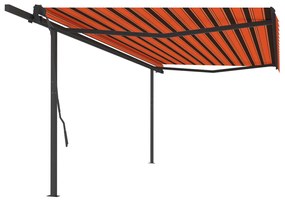 Ručne zaťahovacia markíza so stĺpikmi 5x3,5 m oranžovo-hnedá 3070260