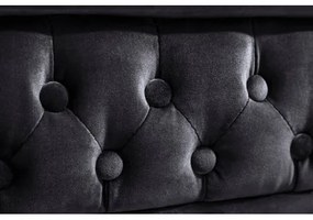 Sedacia súprava 40733 Chesterfield 3-sedenie Zamat Čierna  - Komfort-nábytok