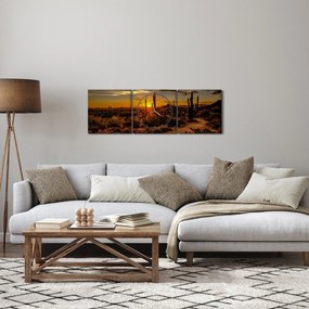 Obraz - Koniec dňa v arizonskej púšti (s hodinami) (90x30 cm)