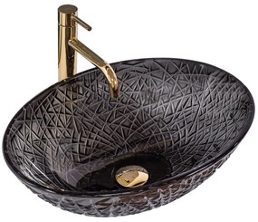 Rea Frost Black, sklenené umývadlo na dosku 510x355x160 mm, čierna, REA-U5071
