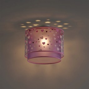 Detské stropné svietidlo ružové so srdiečkami - Harrie in Love
