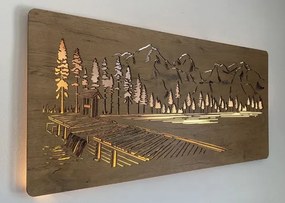 Led obraz hory, les a jazero na batériu