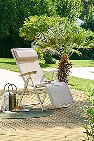 DEOKORK Hliníkové kreslo relaxačné MALTA (ivory)