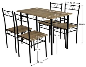Jedálenský set Pacientes (dub svetlý + čierna) (pre 4 osoby). Vlastná spoľahlivá doprava až k Vám domov. 1116437