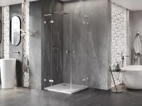Mexen Lunar L Duo výklopný sprchový kút 75 x 75 cm, 8mm číre sklo, chrómový profil, 834L-075L-075P-01-00