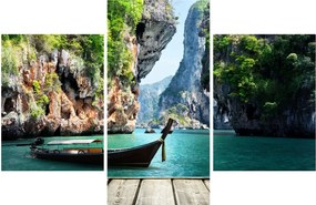 Obraz dlhej lode na pláži (90x60 cm)