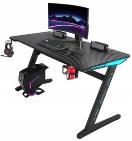 Gamingový stôl s RGB LED podsvietením čierny Šírka: 60 cm | Dĺžka: 120 cm
